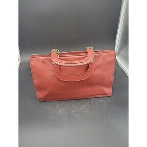 Vintage Filene's Genuine Leather Reddish Brown Handbag Purse Briefcase Style